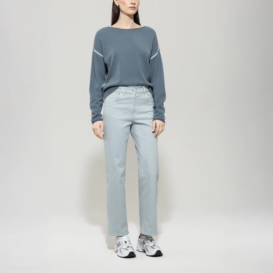 Cashmere Blend Seam Detail Knit - Greyish Blue
