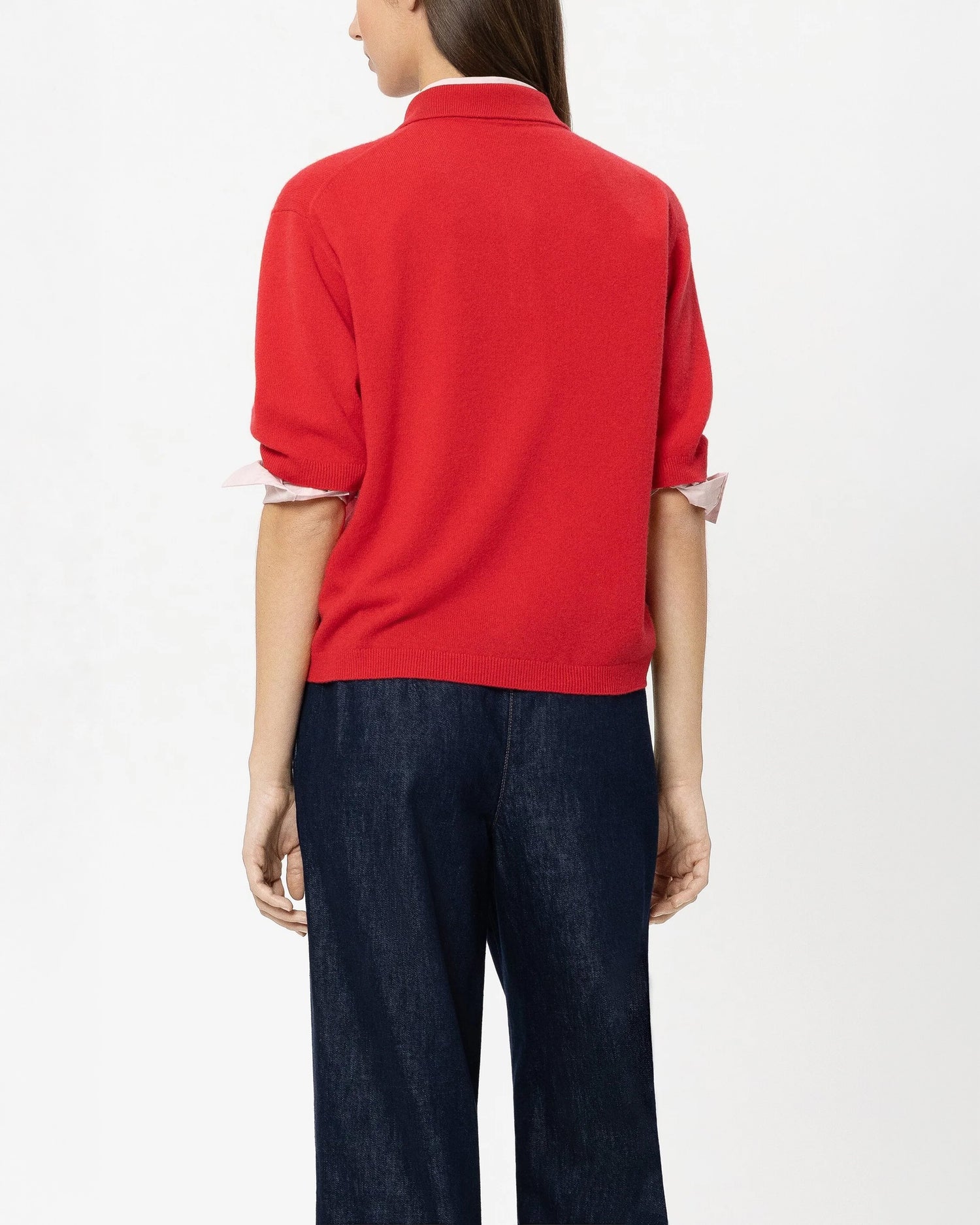 Collared Cashmere Mix Jumper - Cherry Red