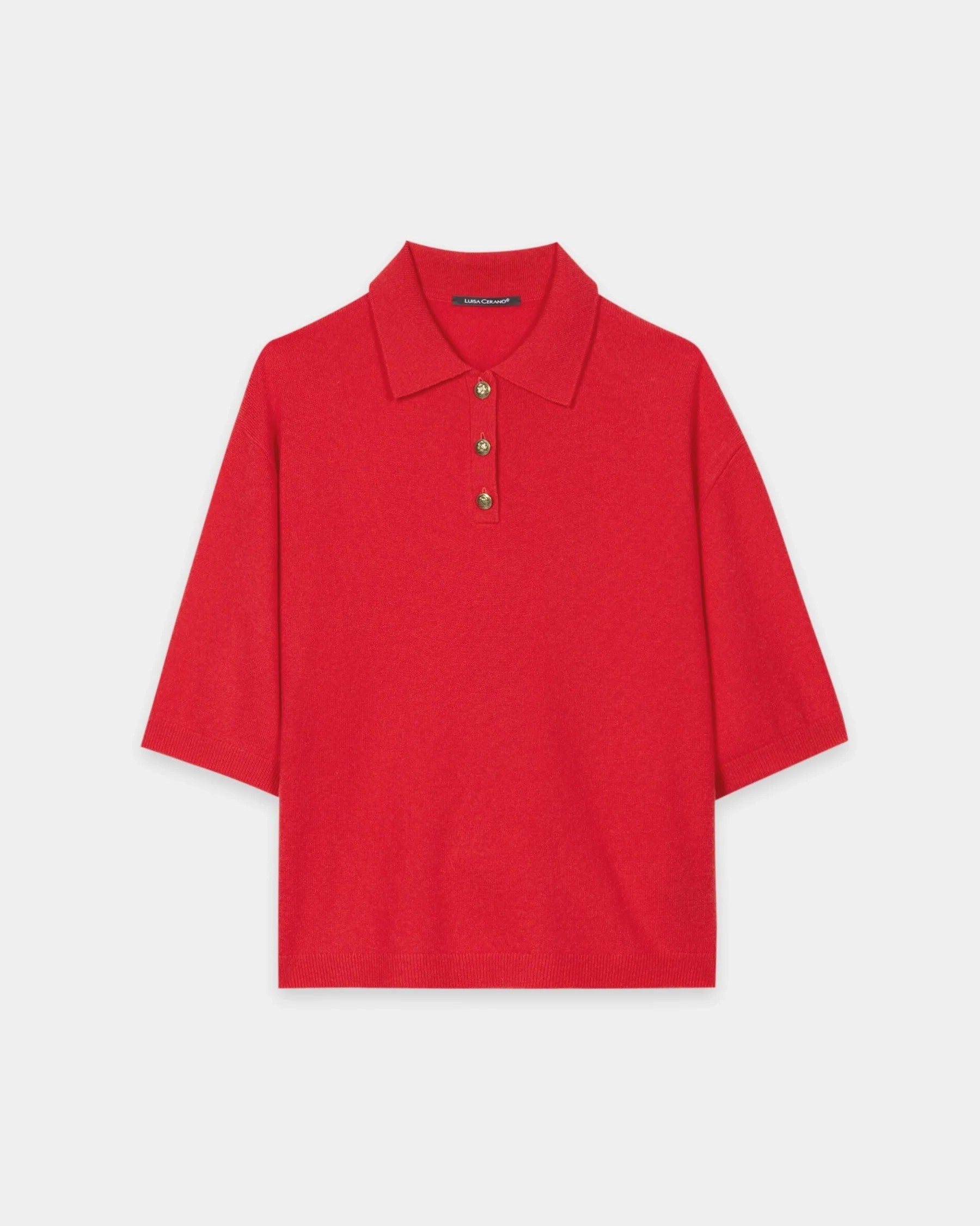 Collared Cashmere Mix Jumper - Cherry Red