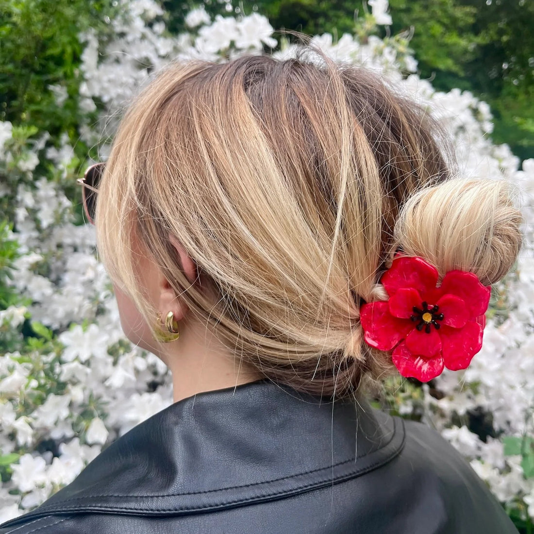 Handmade Origami Red Poppy Flower Claw Hair Clip - Poppy