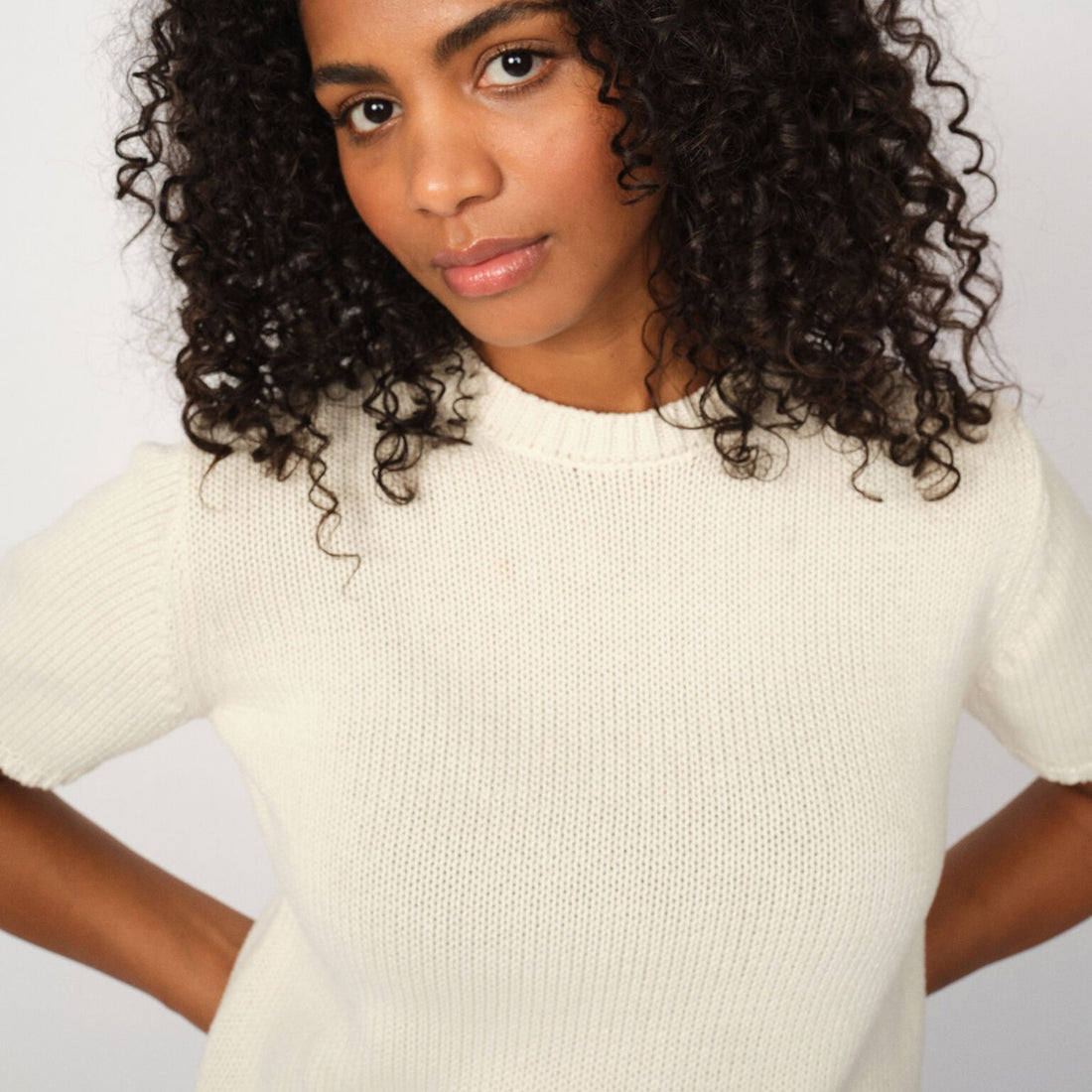Arin Short Sleeve Cotton Knit - Ecru