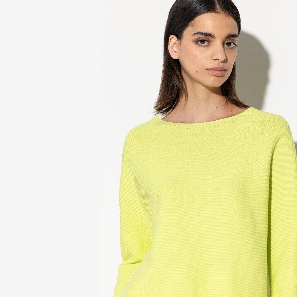 Long Sleeve Purl-Knit Pullover - Lime