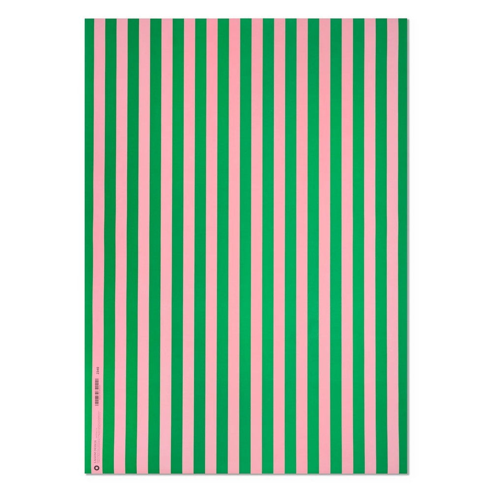 Striped Gift Wrap - Green/Pale Pink