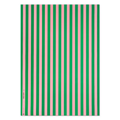Striped Gift Wrap - Green/Pale Pink