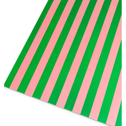 Striped Gift Wrap - Green/Pale Pink