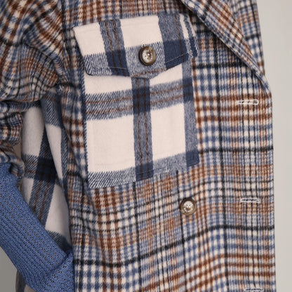 Lorna Patch Check Jacket - Blue/Brown