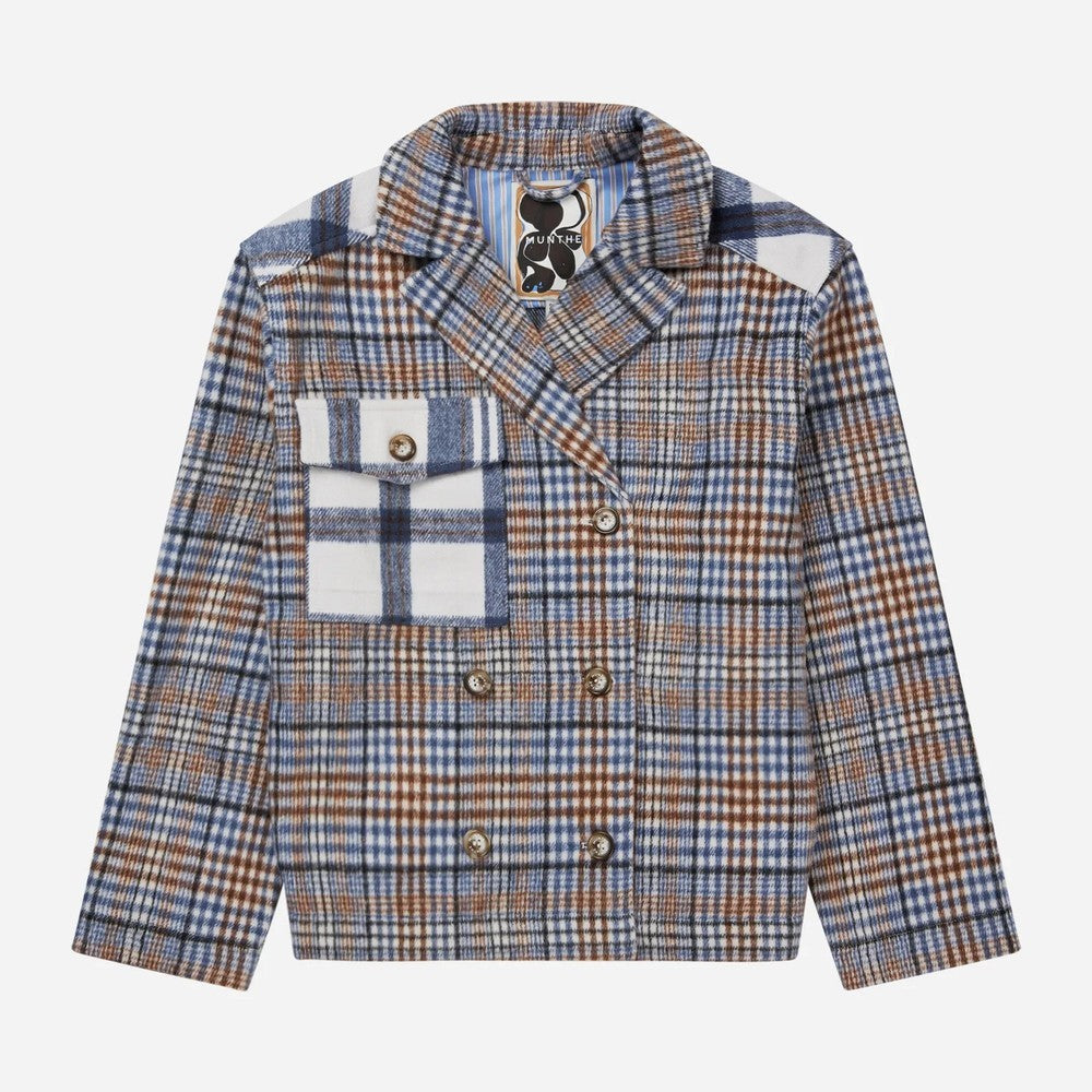 Lorna Patch Check Jacket - Blue/Brown