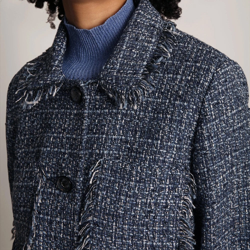 Lugarzo Cropped Tweed Jacket - Indigo