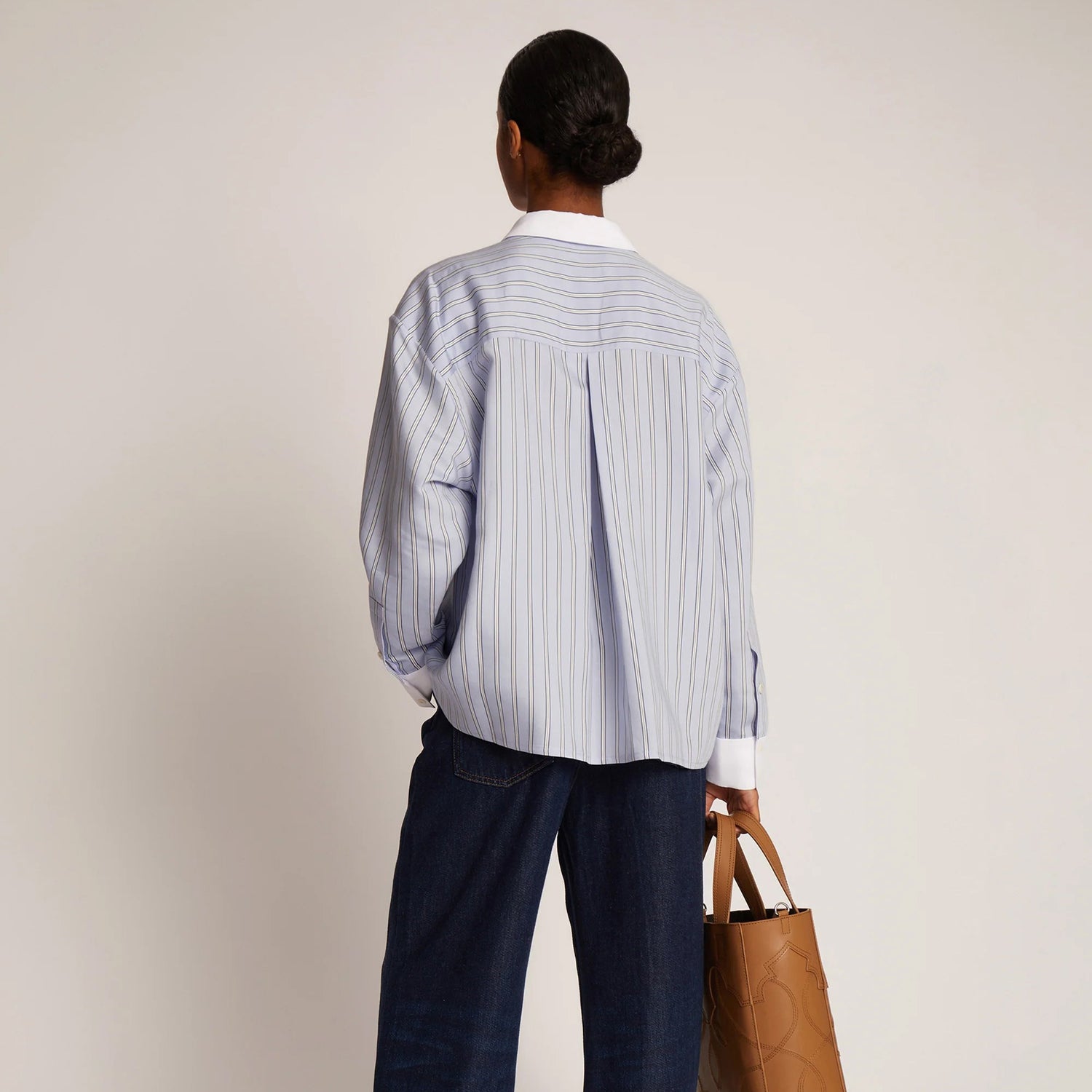 Tuxilima Cuffed Contrast Shirt - Light Blue