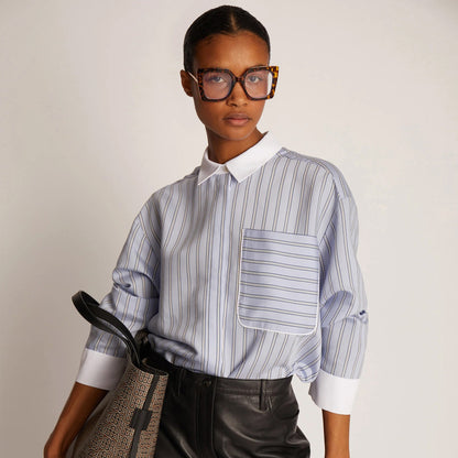 Tuxilima Cuffed Contrast Shirt - Light Blue