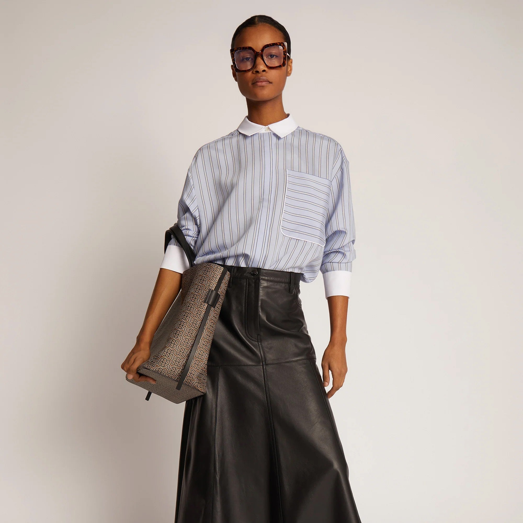 Tuxilima Cuffed Contrast Shirt - Light Blue