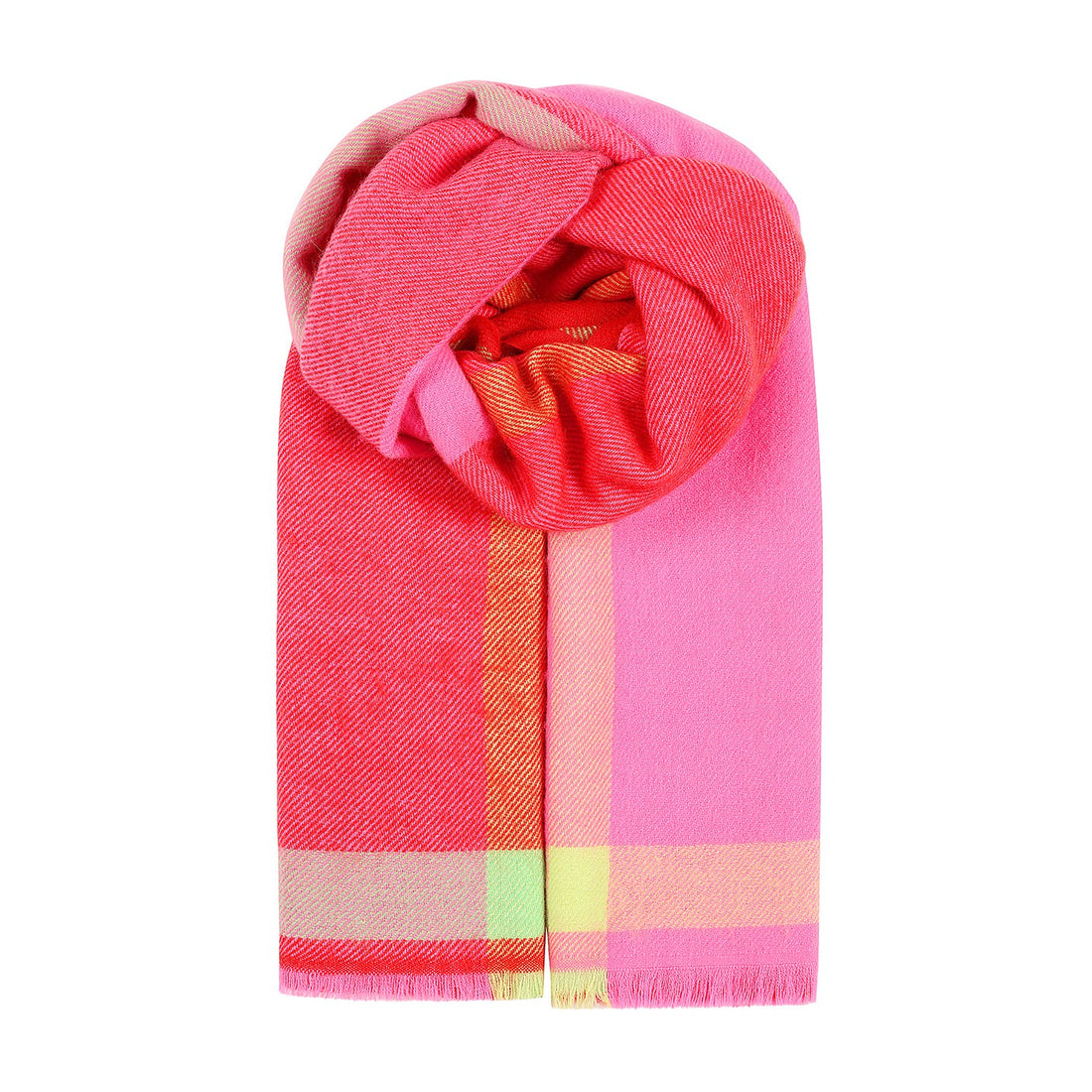 Block Check Scarf - Pink/Red