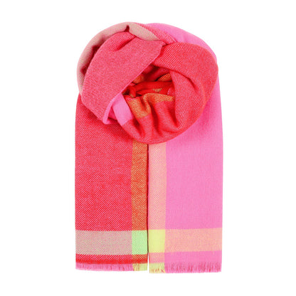 Block Check Scarf - Pink/Red