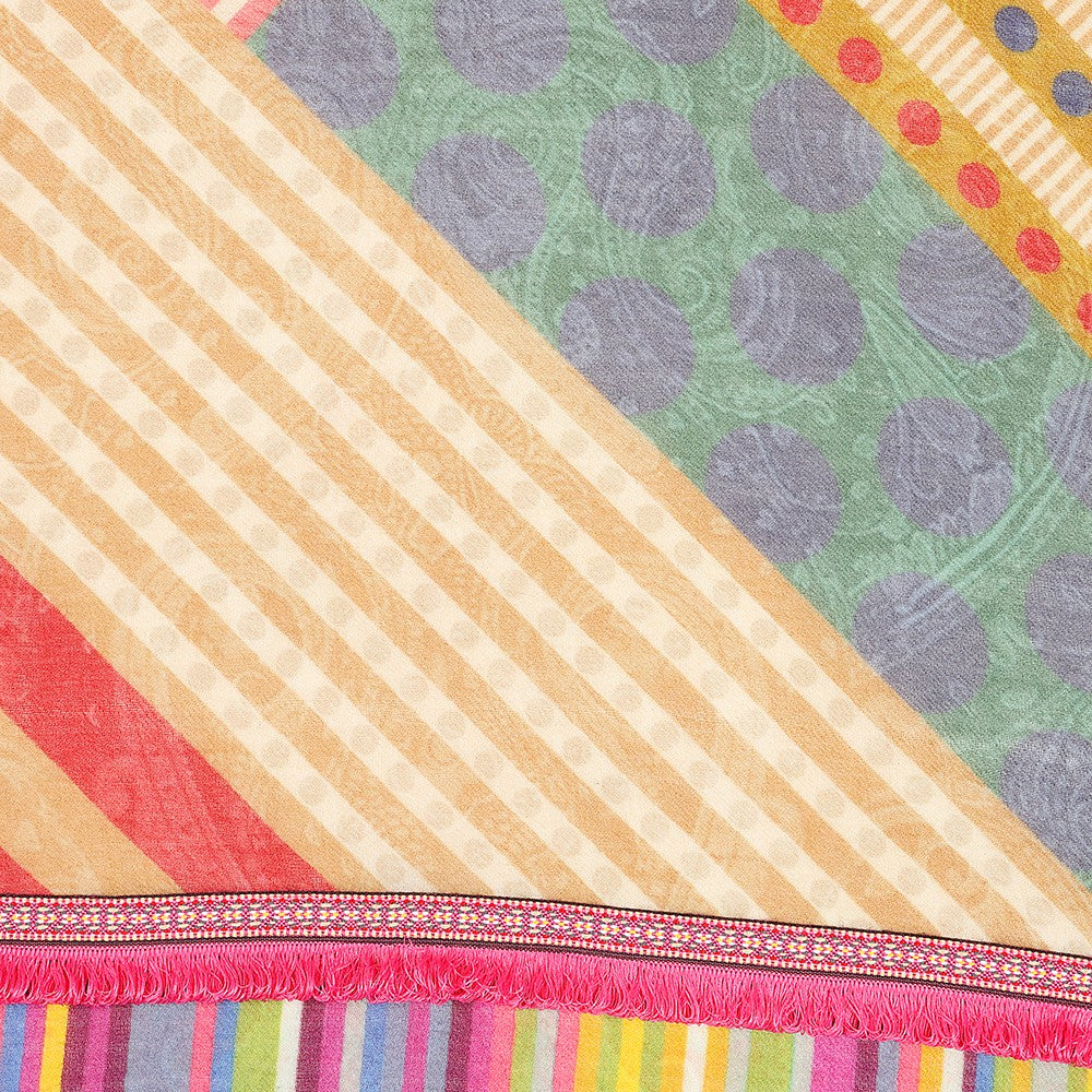 Stripe Tassel Wool &amp; Silk Scarf - Multi Print