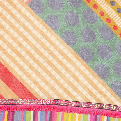 Stripe Tassel Wool &amp; Silk Scarf - Multi Print