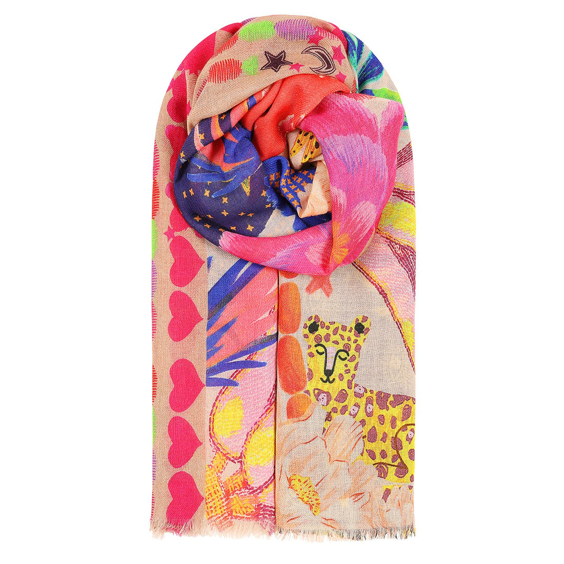 Colourful Wool/Silk Scarf - Multicoloured