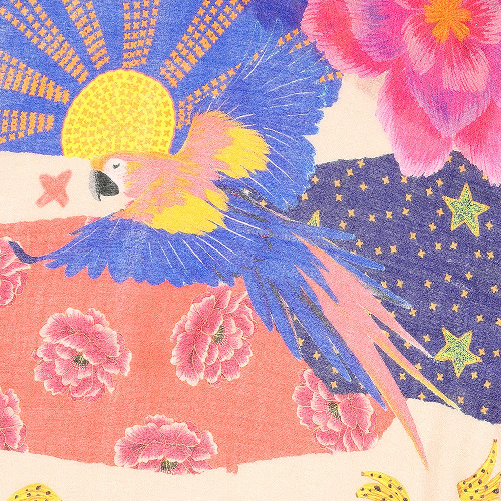 Colourful Wool/Silk Scarf - Multicoloured
