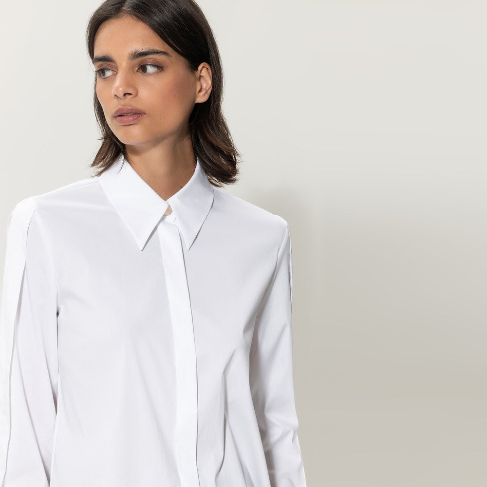 Pleated Sleeve Shirt - White