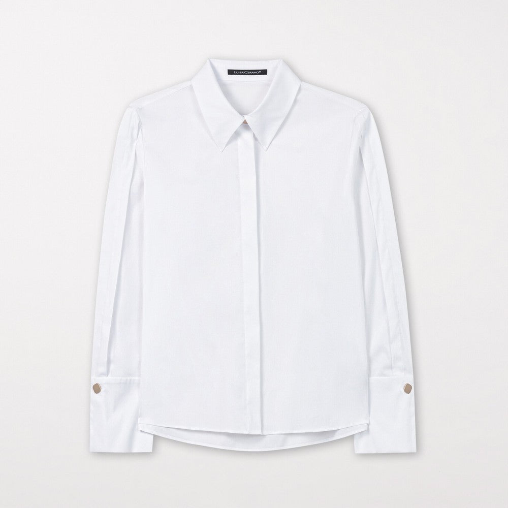 Pleated Sleeve Shirt - White