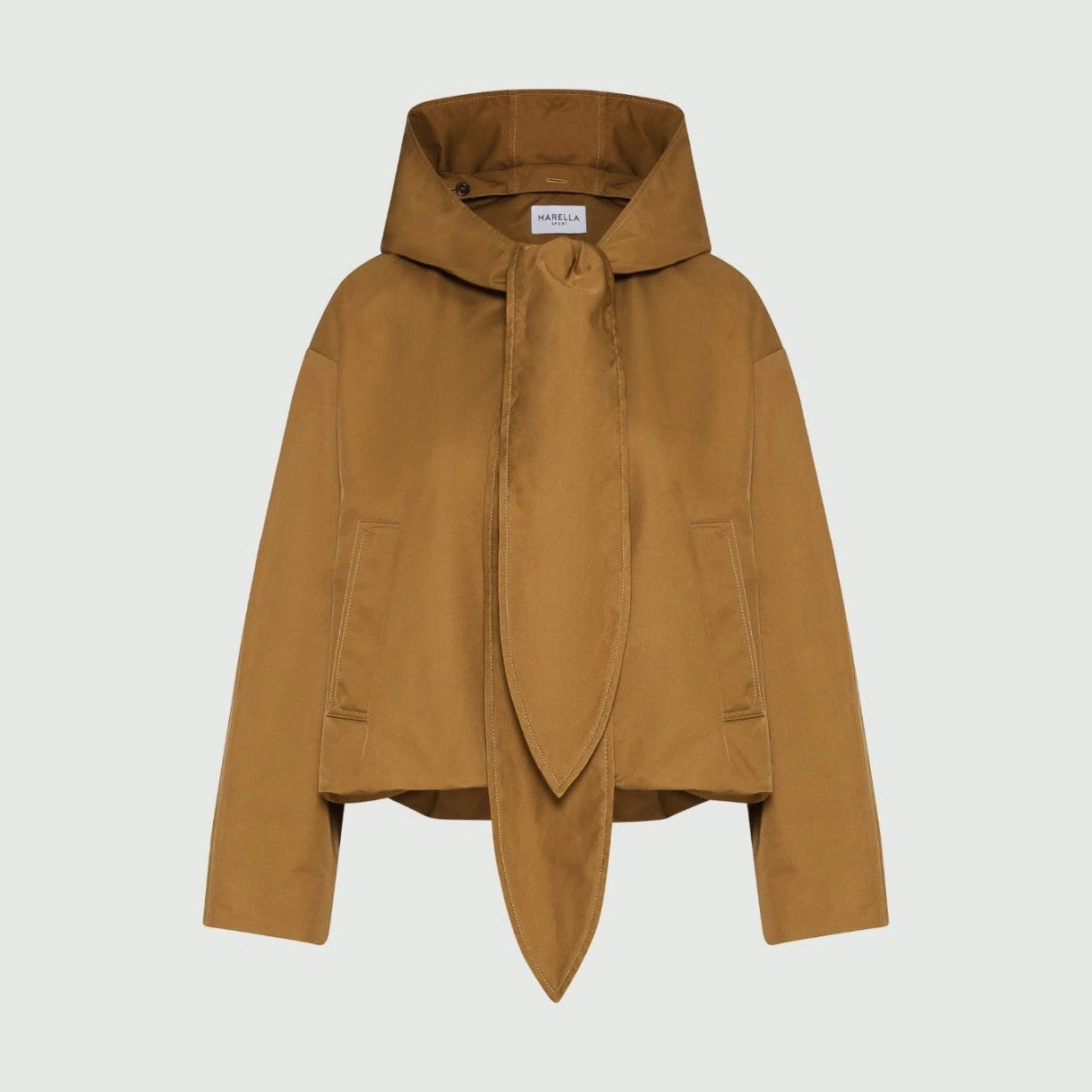 Rising Short Hooded Tie Jacket - Khaki