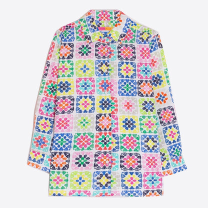 Sara Button Up Blouse - Crochet Watercolour