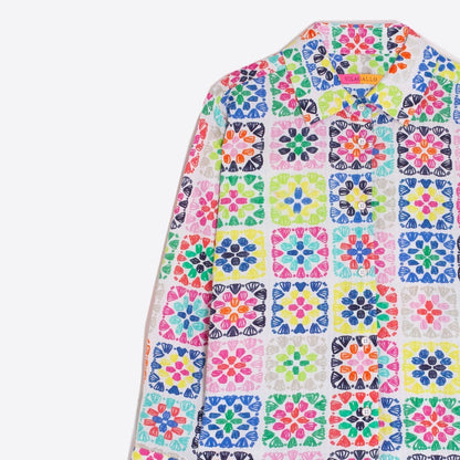 Sara Button Up Blouse - Crochet Watercolour