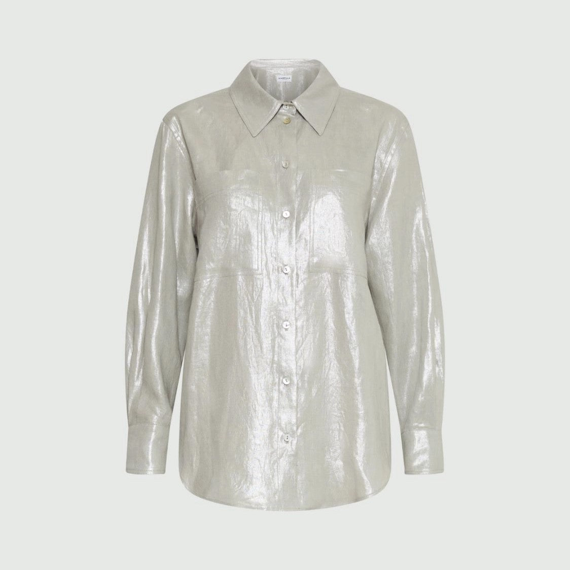 Larix Linen Metallic Shirt - Light Grey