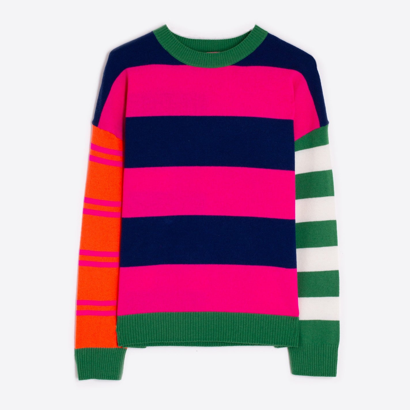 Fabiola Multi Stripe Jumper - Navy Fuschia Green