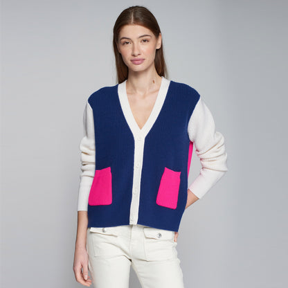 Theresa Colour Block Cardigan - Navy/Cream