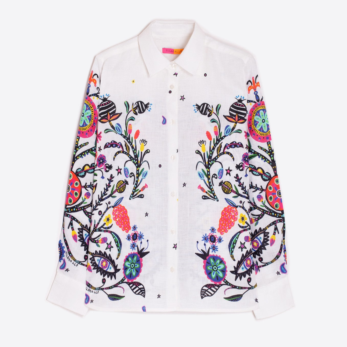 Issa Linen Multi Print Shirt - White Multi