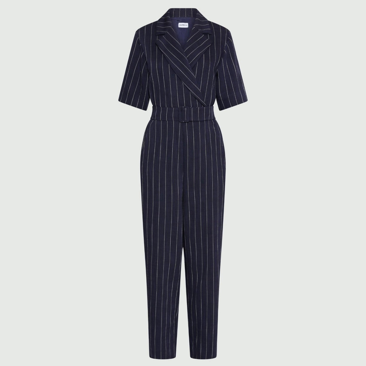 Banana Pinstripe Jumpsuit - Navy Pinstripes