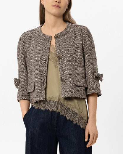 3/4 Sleeve Herringbone Jacket - Multi