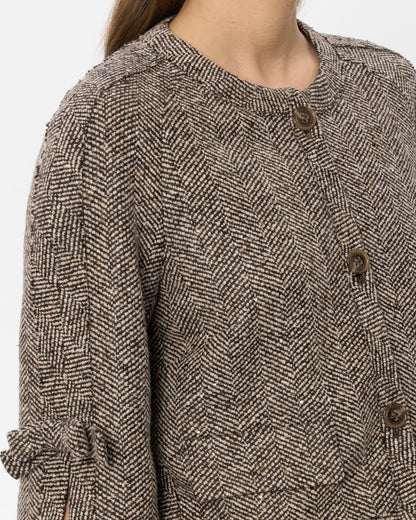 3/4 Sleeve Herringbone Jacket - Multi