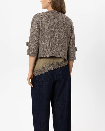 3/4 Sleeve Herringbone Jacket - Multi