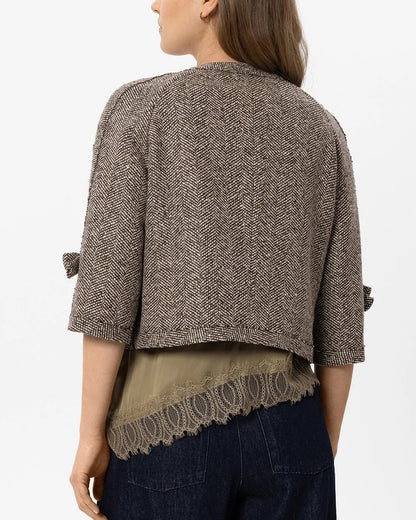 3/4 Sleeve Herringbone Jacket - Multi