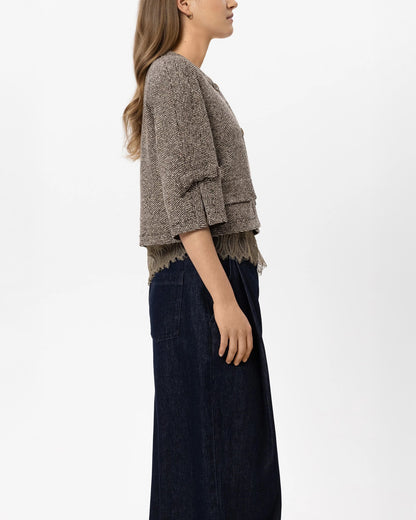 3/4 Sleeve Herringbone Jacket - Multi