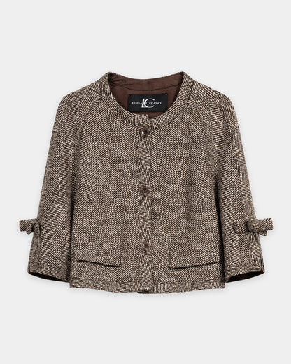 3/4 Sleeve Herringbone Jacket - Multi
