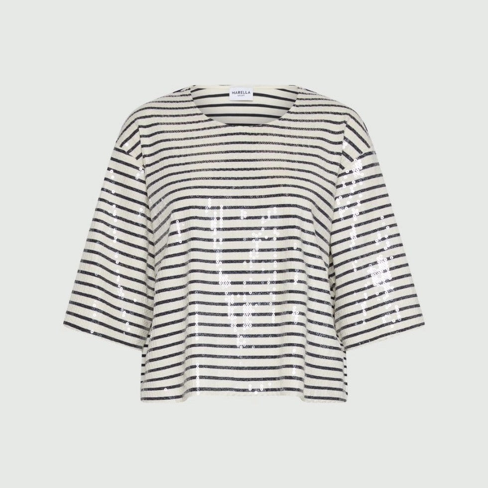 Gardone Sequin Striped Top - Cream