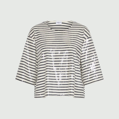 Gardone Sequin Striped Top - Cream