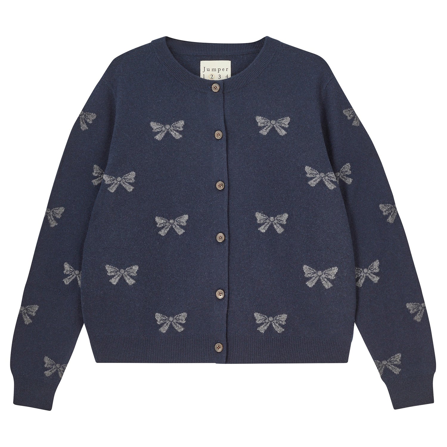 Bow Cardigan - Midnight Navy Pewter