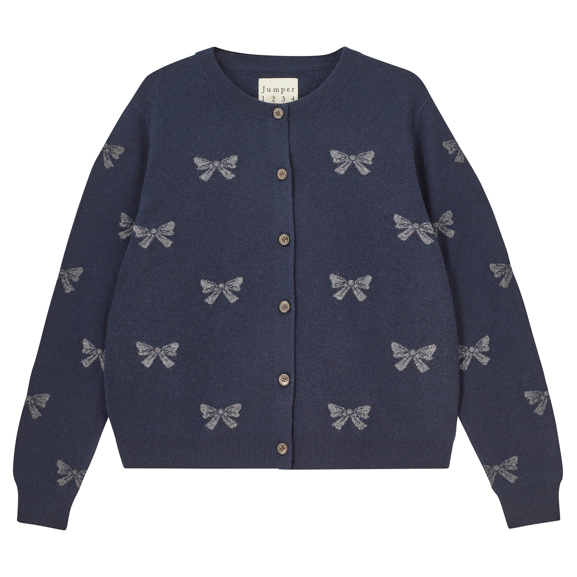 Bow Cardigan - Midnight Navy Pewter