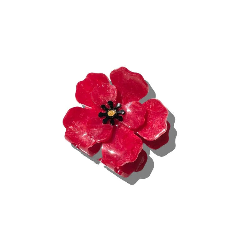 Handmade Origami Red Poppy Flower Claw Hair Clip - Poppy