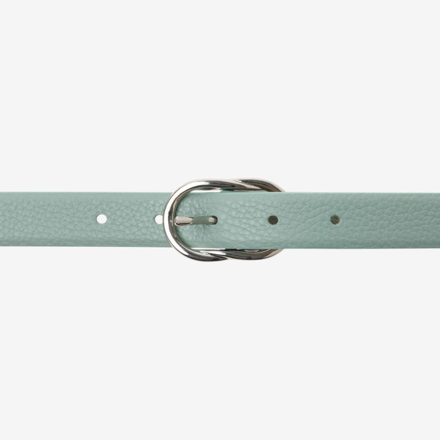 Pebbled Leather Belt - Green Grey