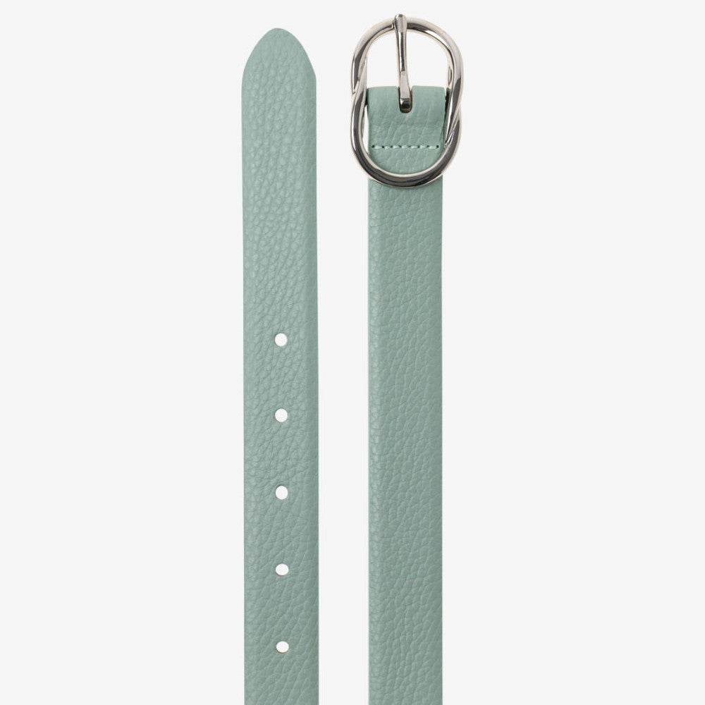 Pebbled Leather Belt - Green Grey