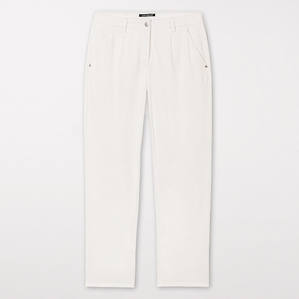 Hi-Stretch Chino Denim Trousers - Off White