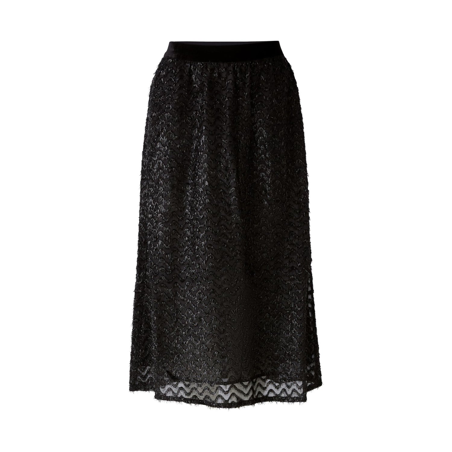 Zig Zag Textured Skirt - Black