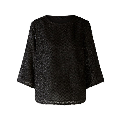 Zig Zag Textured Top - Black