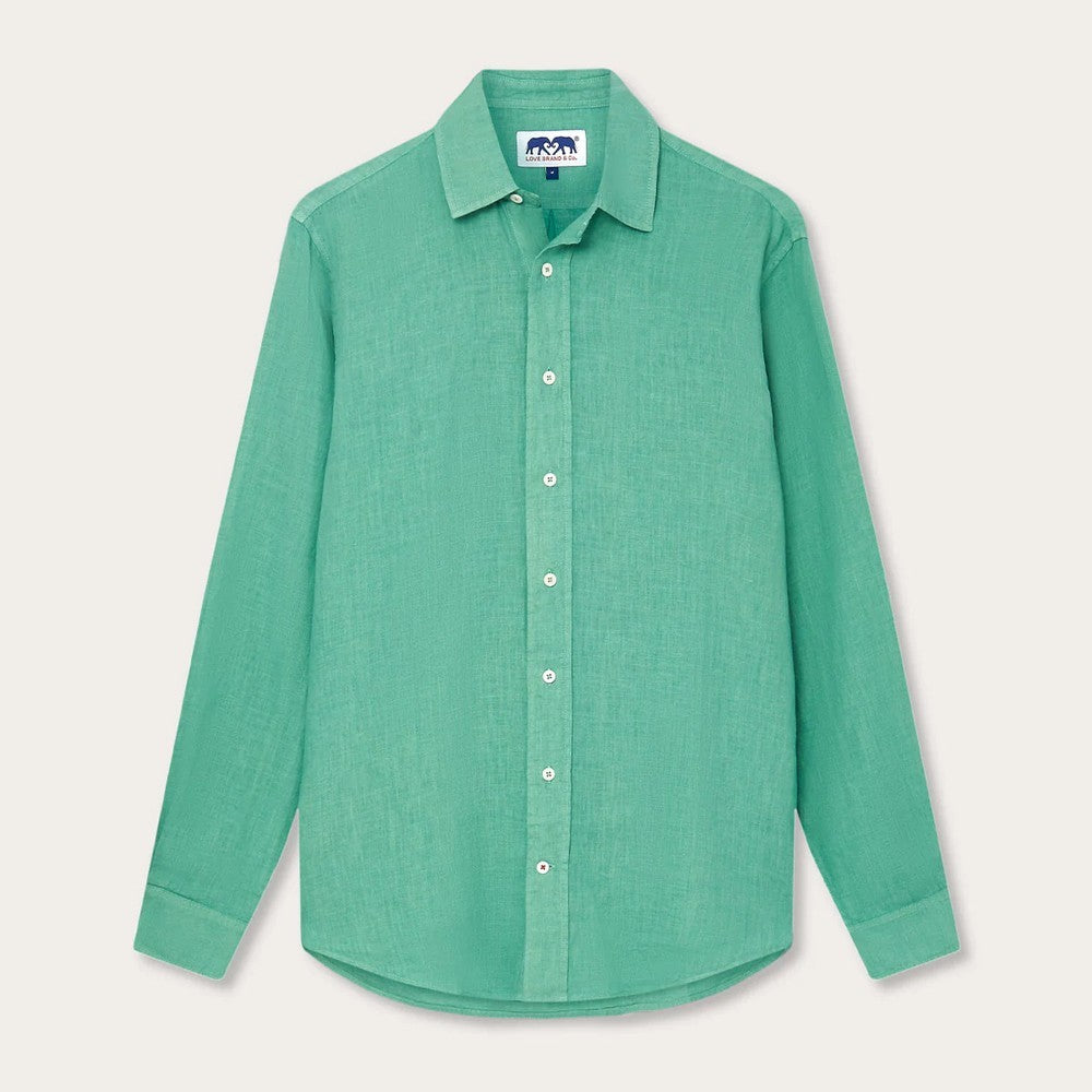 Abaco Long Sleeve Linen Shirt - Riviera Green