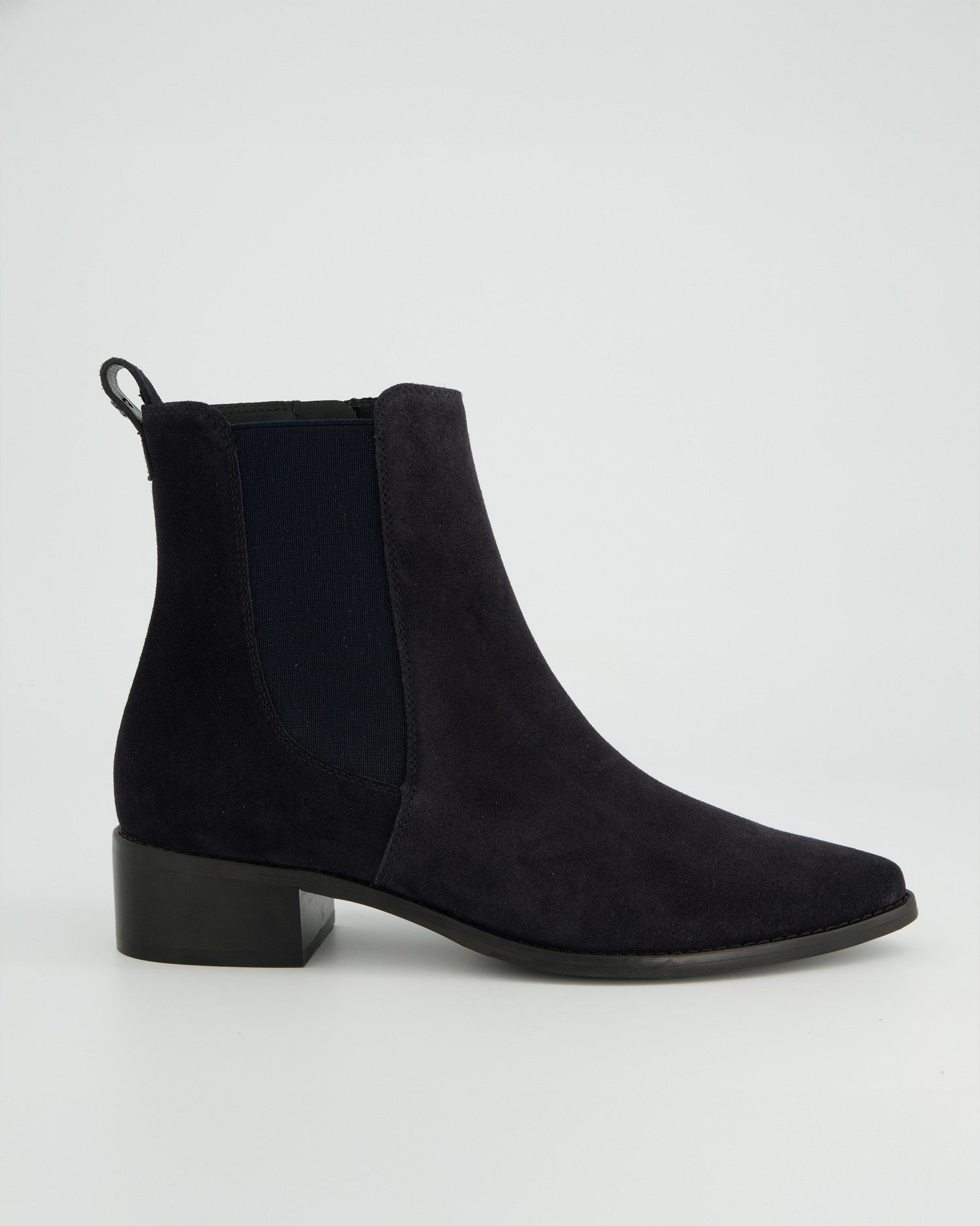 Pointed Suede Ankle Chelsea Boot - Navy