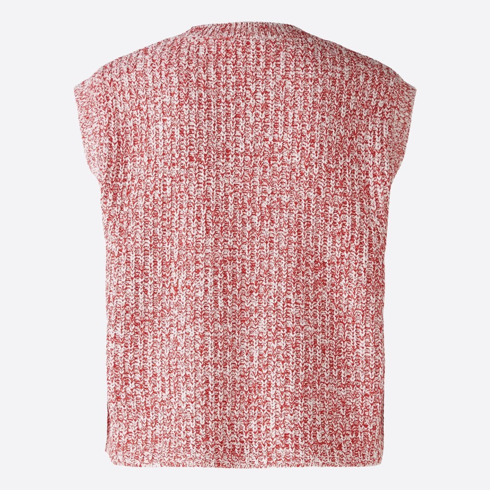 Sleeveless Knitted Jumper - Red/White